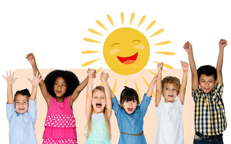 Cheering kids, home banner